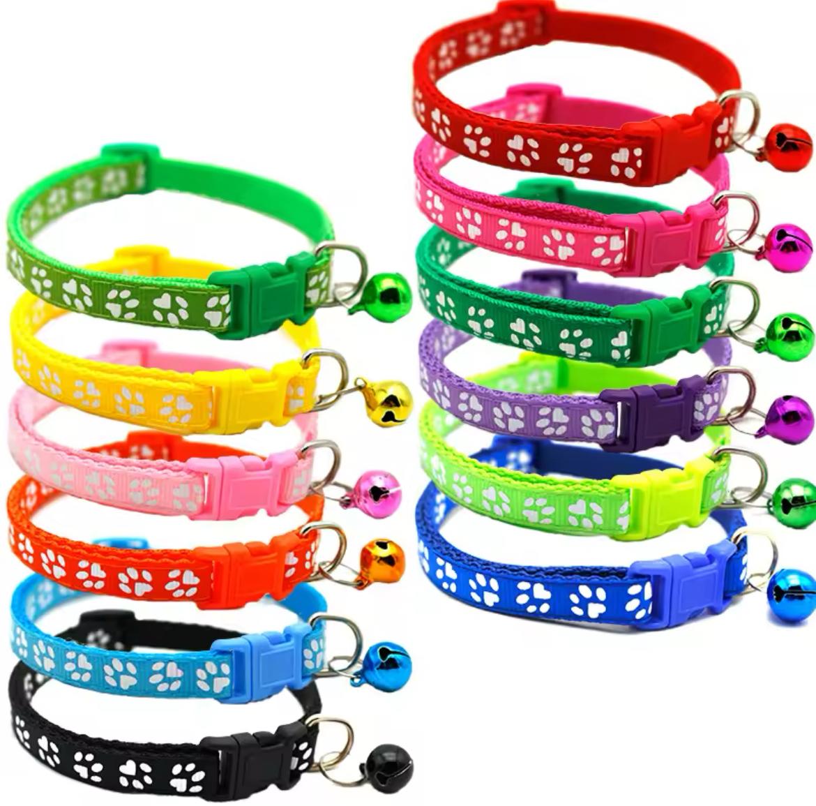 Small Cartoon Footprint Pet Collar With Bell